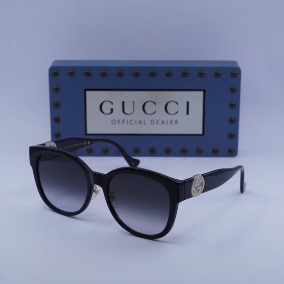 Gucci GG1028SK 001 Cat Eye Sunglasses - Black - Picture 1 of 10